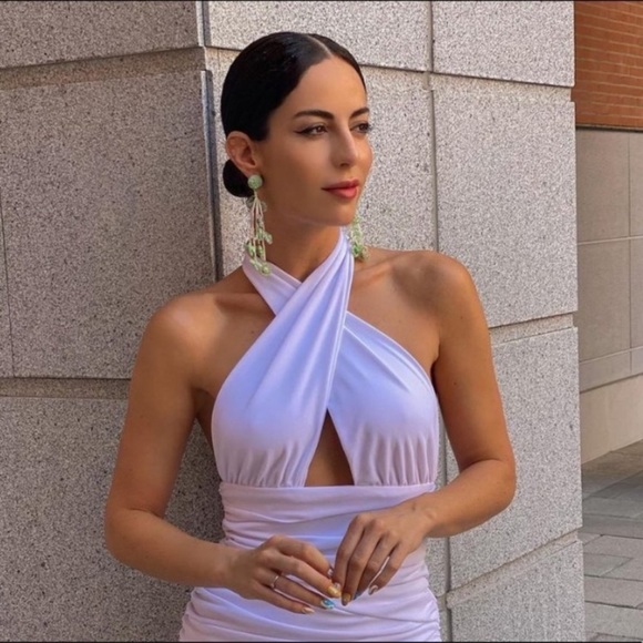 Zara White draped Wrapped Dress - Picture 6 of 14